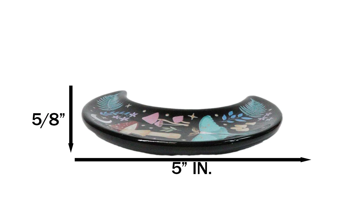 Porcelain Wicca Dark Forest Toadstool Mushrooms Moth Crescent Moon Trinket Dish - Image 2