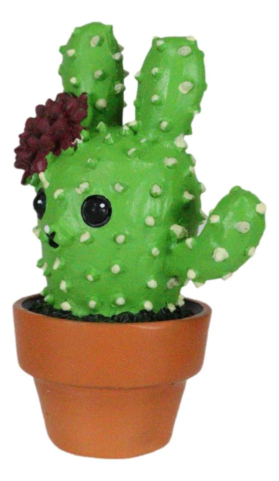 Prickles Whimsical Rabbit That Transform Into Cactus Plant In Pot Figurine Small - Image 5