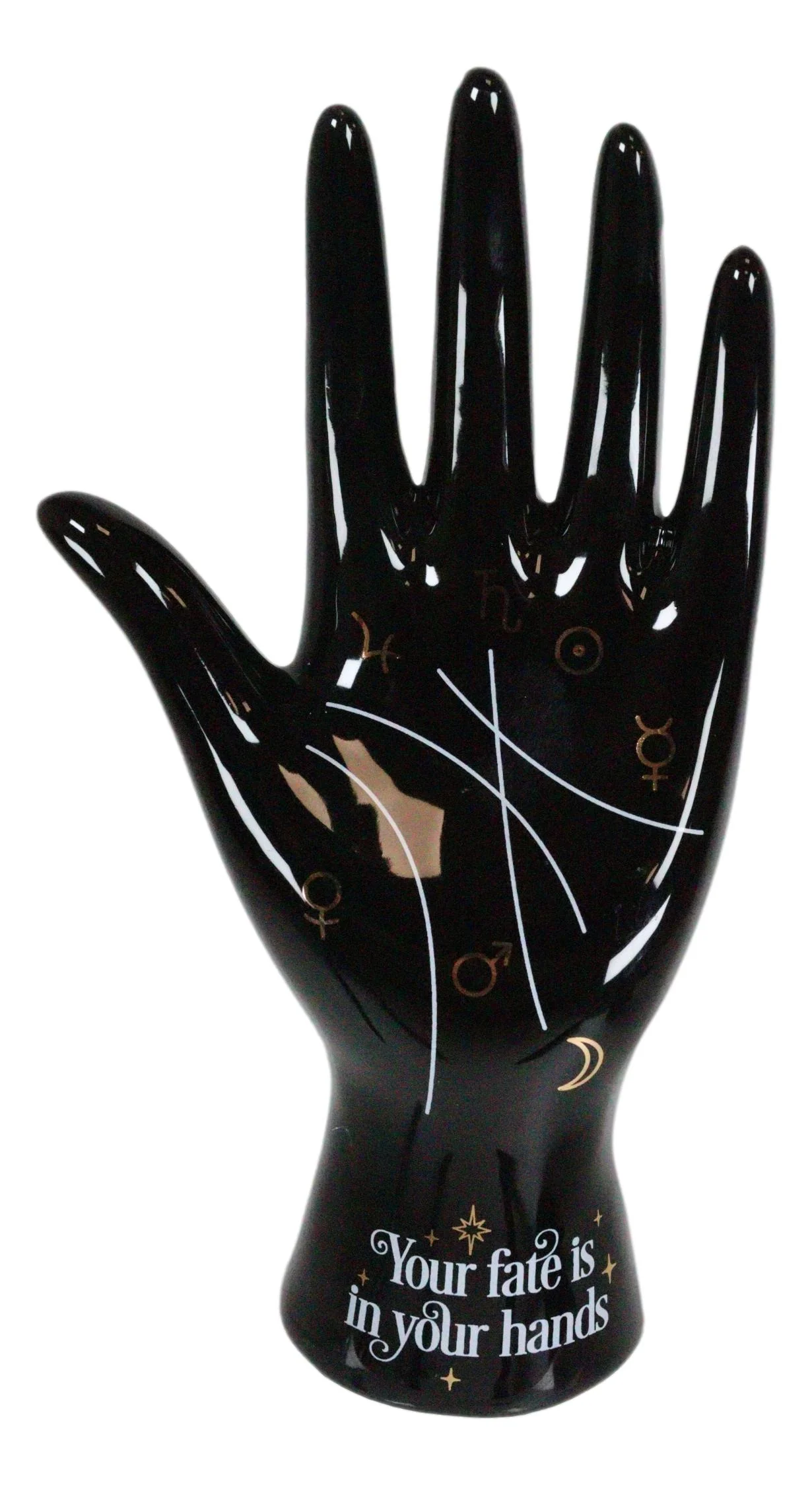 Psychic Fortune Teller Palmistry Black Hand Palm Ceramic Figurine Jewelry Holder - Image 2