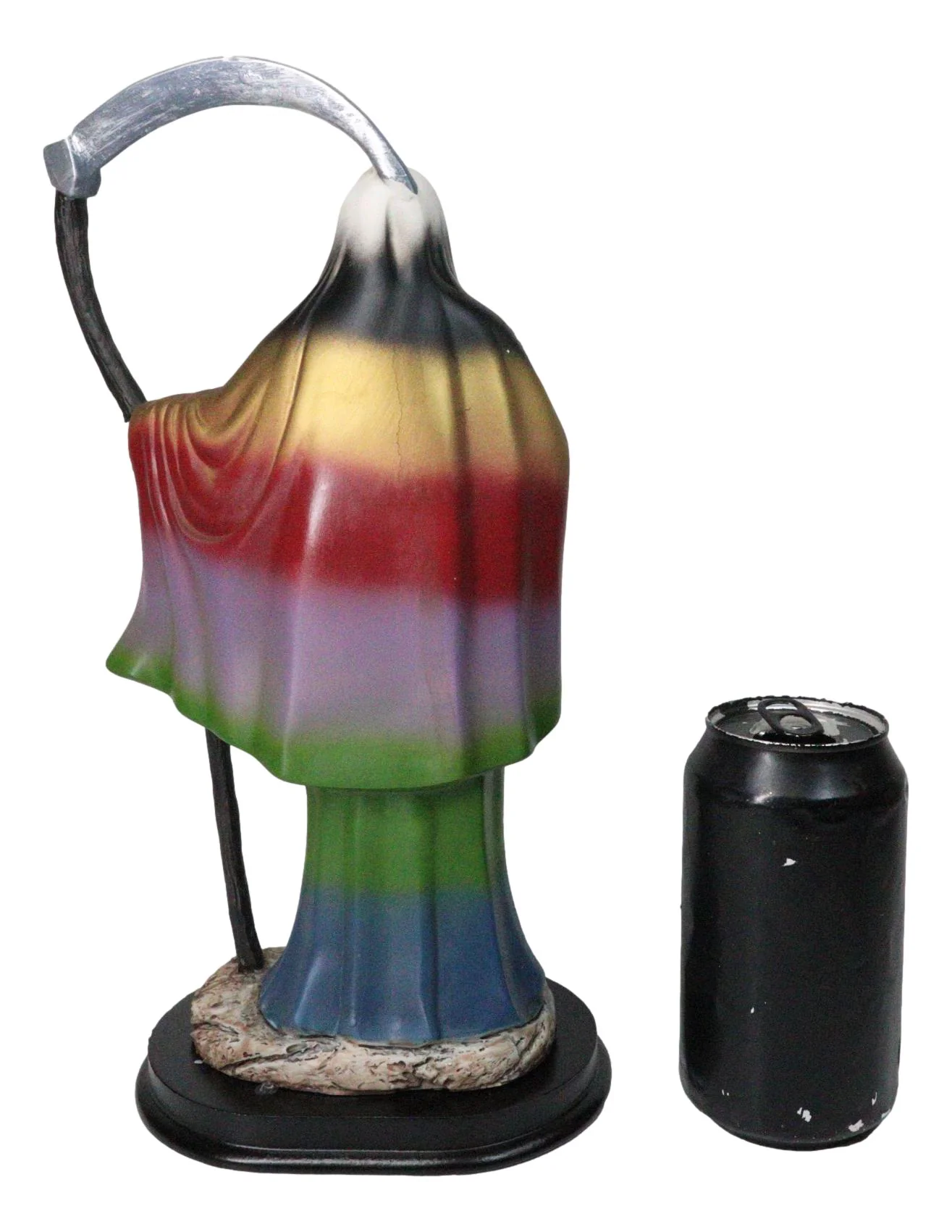 Rainbow Robe Santa Muerte With Scythe All Powerful Transient Figurine 12"H - Image 7