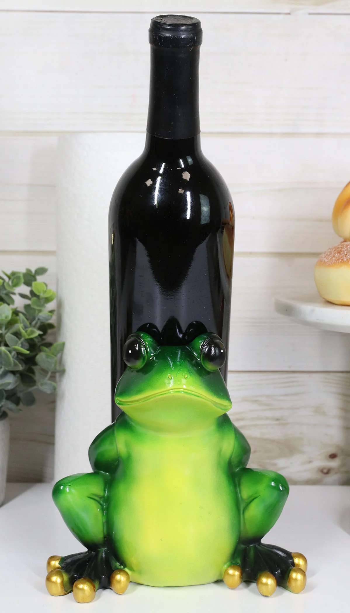 Rainforest Green Frog Grog Toad Piggybacking Wine Holder Caddy Figurine Decor - Image 7