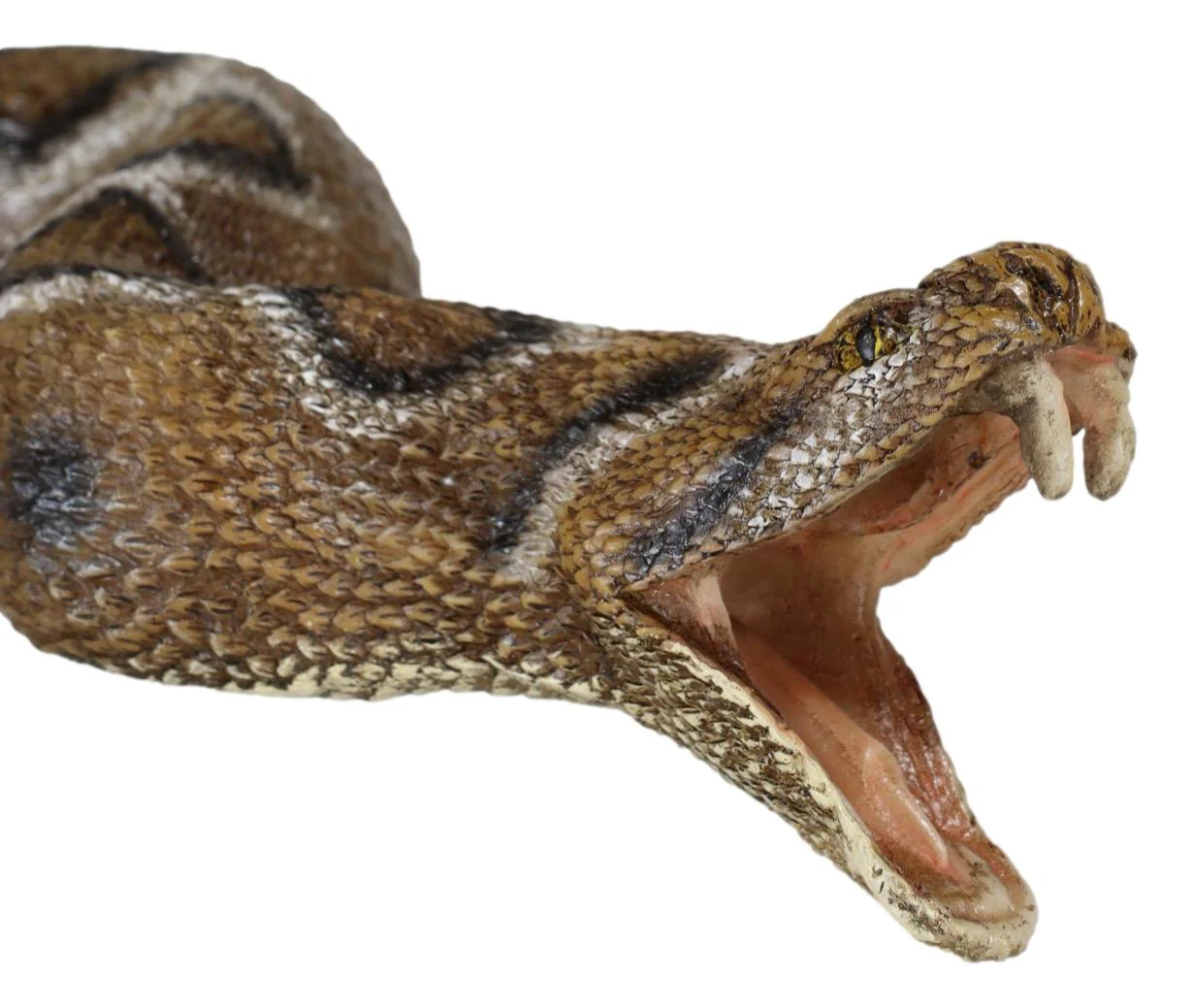 Realistic Attacking Coiled Diamondback Rattlesnake With Fangs Bared Figurine - Image 4