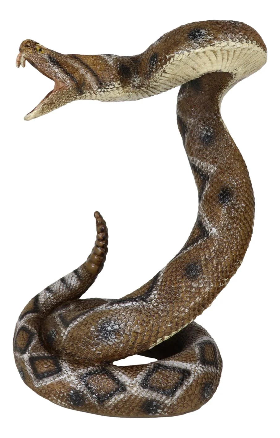 Realistic Attacking Coiled Diamondback Rattlesnake With Fangs Bared Figurine - Image 8
