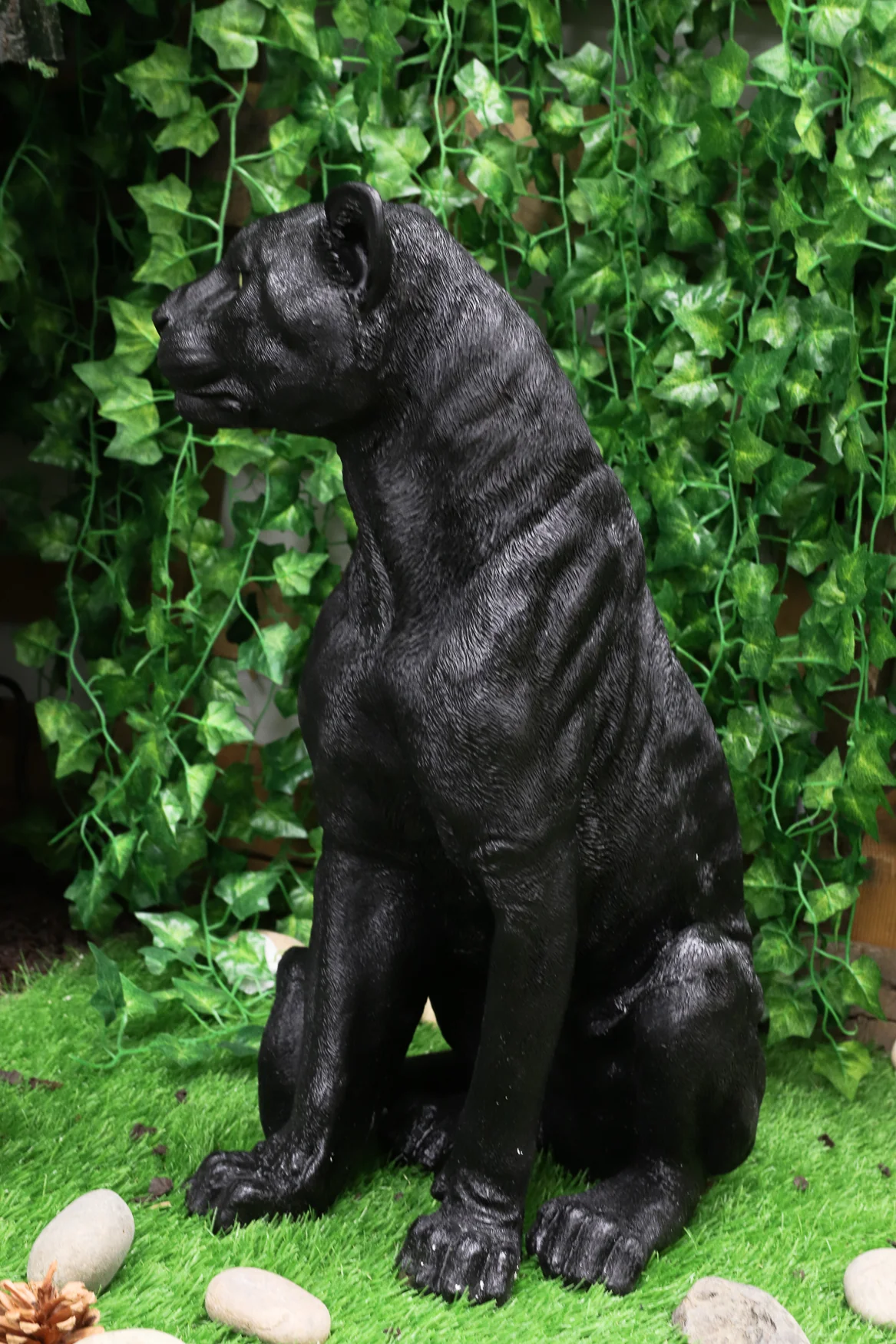 Ebros Realistic Large Black Ghost Panther Jaguar Hunter 20"H Garden Lawn Patio Statue - Image 10