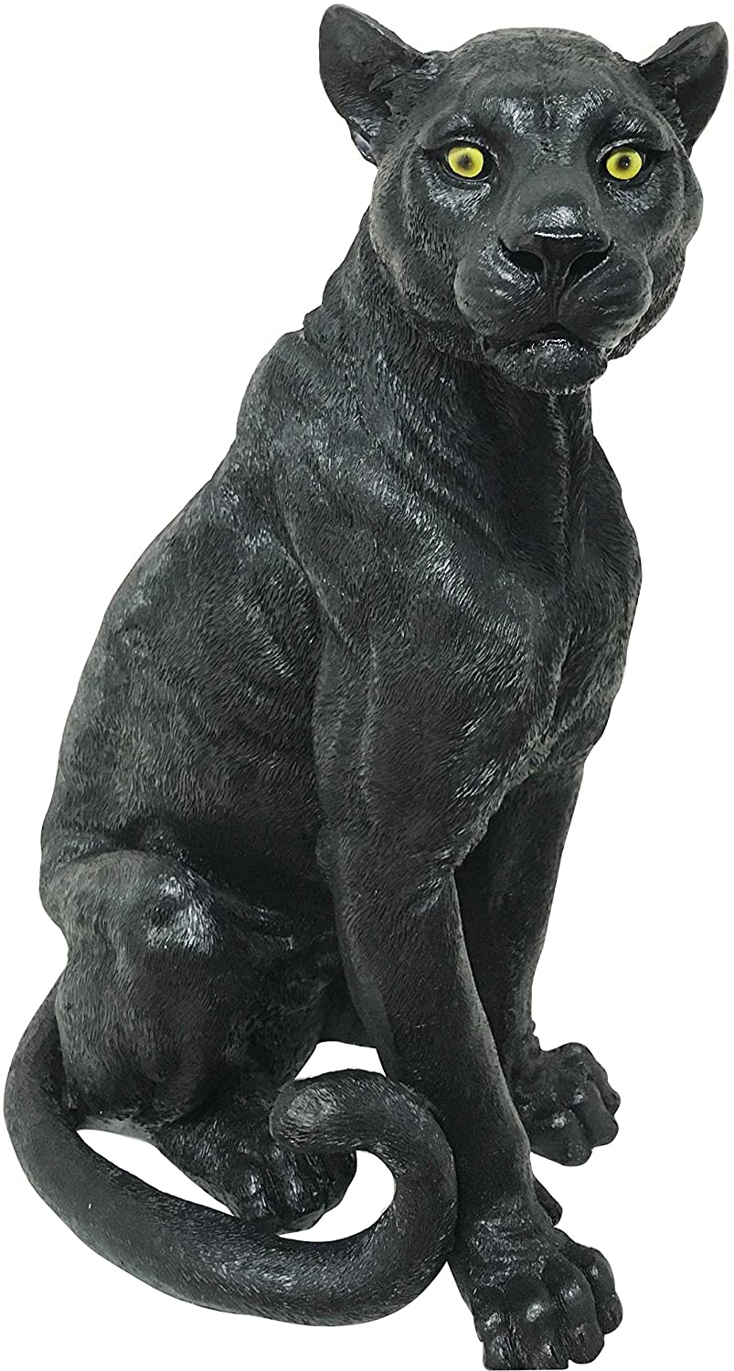 Ebros Realistic Large Black Ghost Panther Jaguar Hunter 20"H Garden Lawn Patio Statue - Image 3
