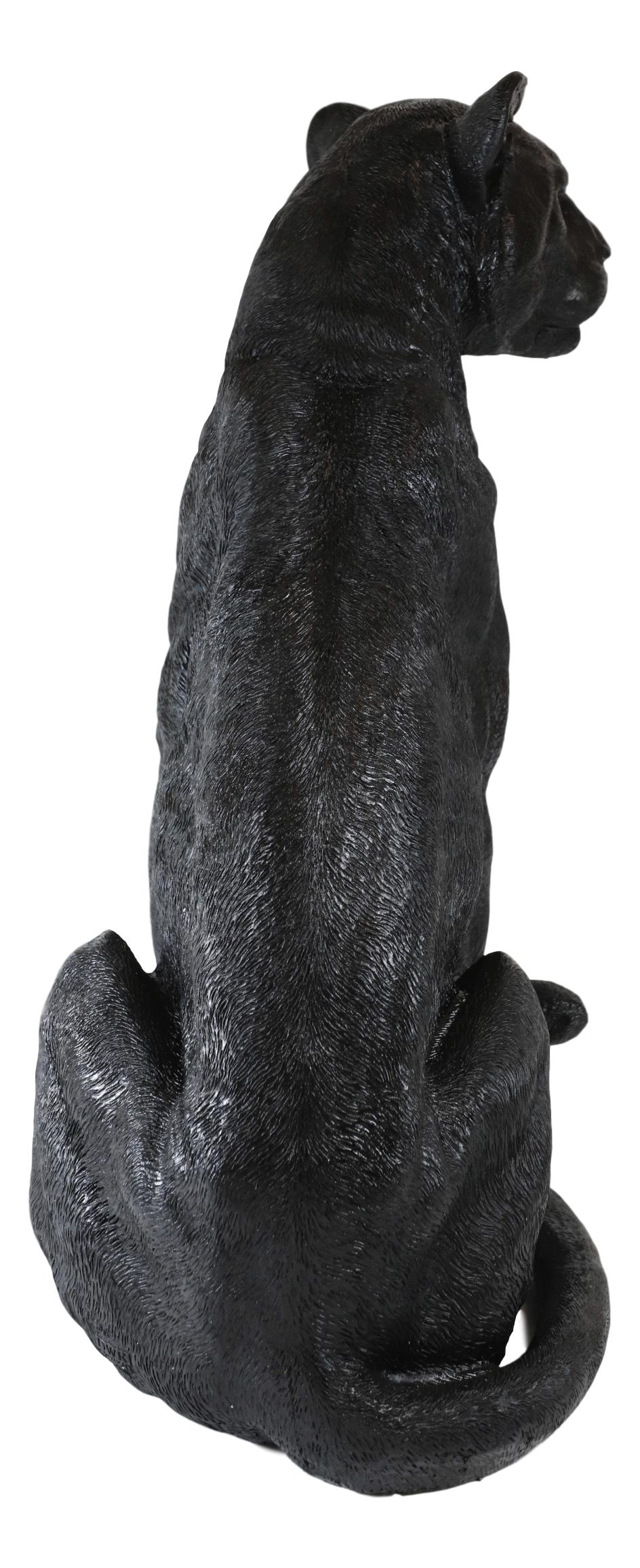 Ebros Realistic Large Black Ghost Panther Jaguar Hunter 20"H Garden Lawn Patio Statue - Image 6