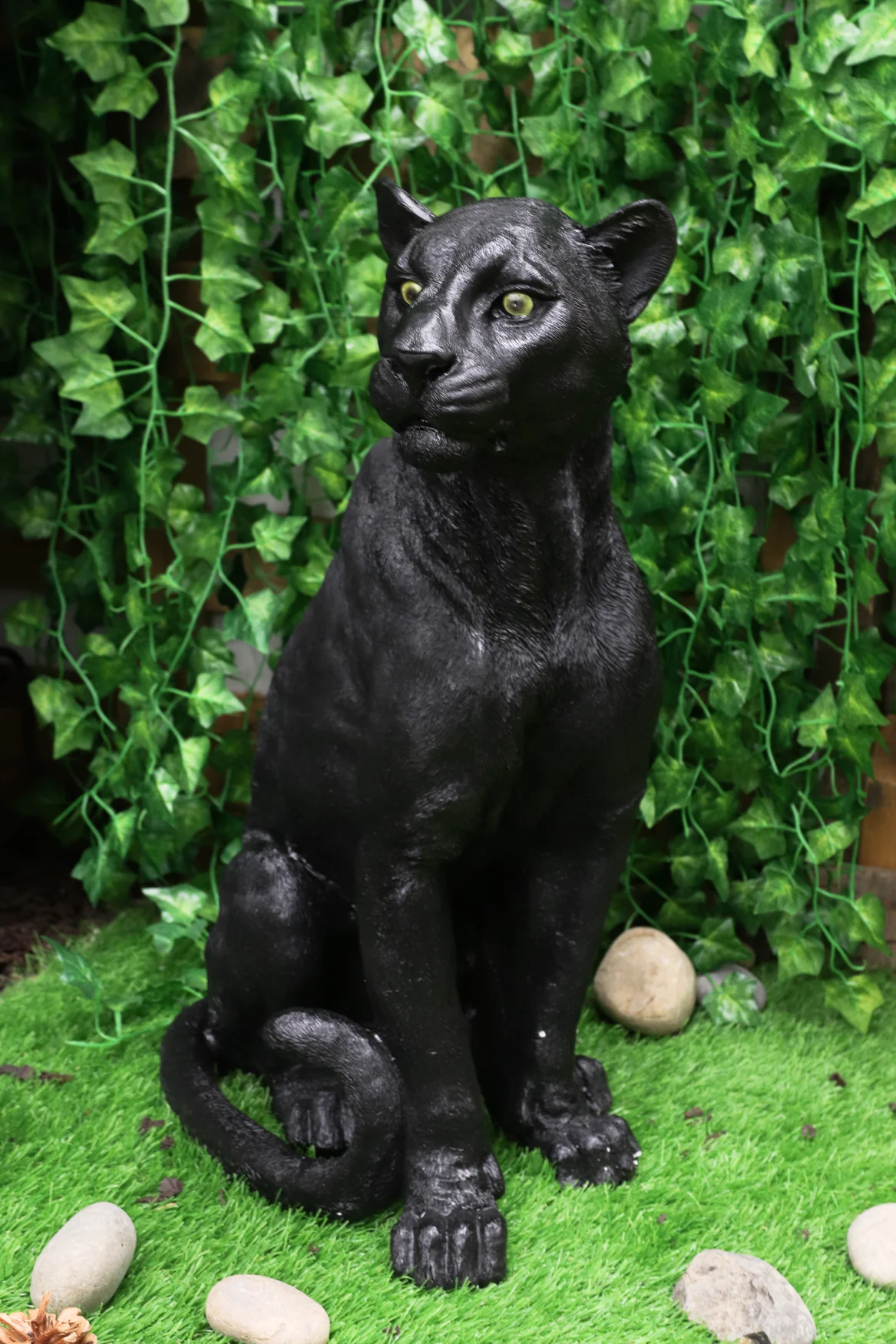 Ebros Realistic Large Black Ghost Panther Jaguar Hunter 20"H Garden Lawn Patio Statue - Image 8
