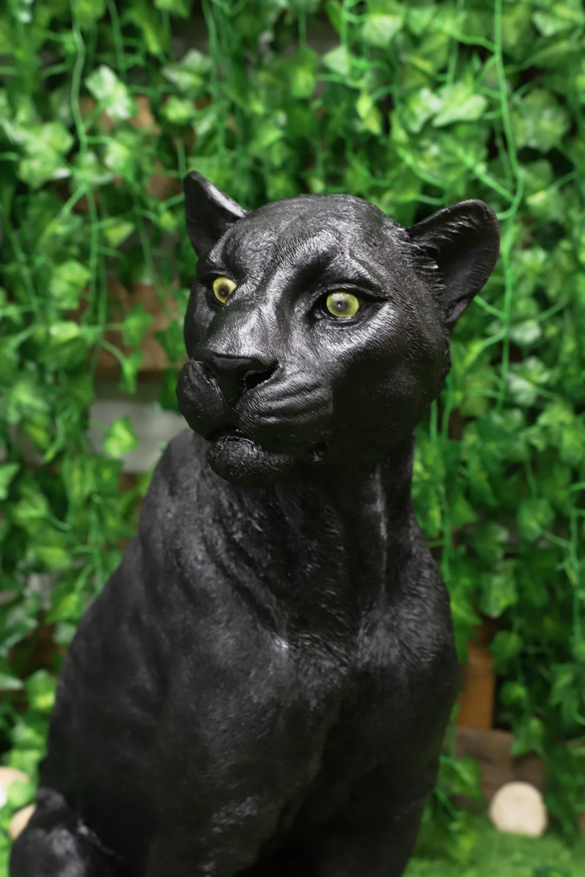 Ebros Realistic Large Black Ghost Panther Jaguar Hunter 20"H Garden Lawn Patio Statue - Image 9