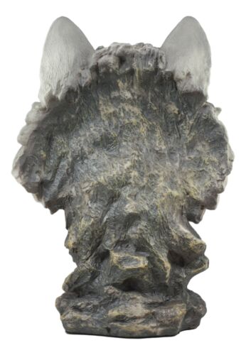 Realistic Large Gray Wolf Head Bust Statue 16"Tall Blood Lust Timberwolf Decor - Image 2