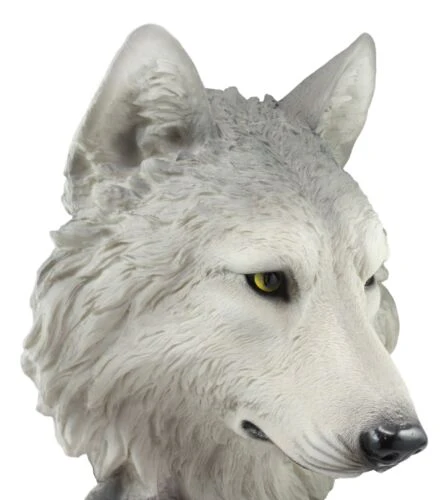 Realistic Large Gray Wolf Head Bust Statue 16"Tall Blood Lust Timberwolf Decor - Image 5