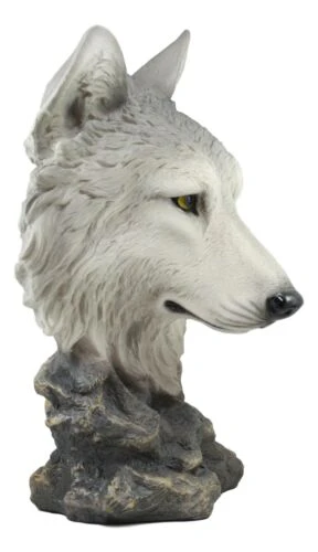 Realistic Large Gray Wolf Head Bust Statue 16"Tall Blood Lust Timberwolf Decor - Image 6