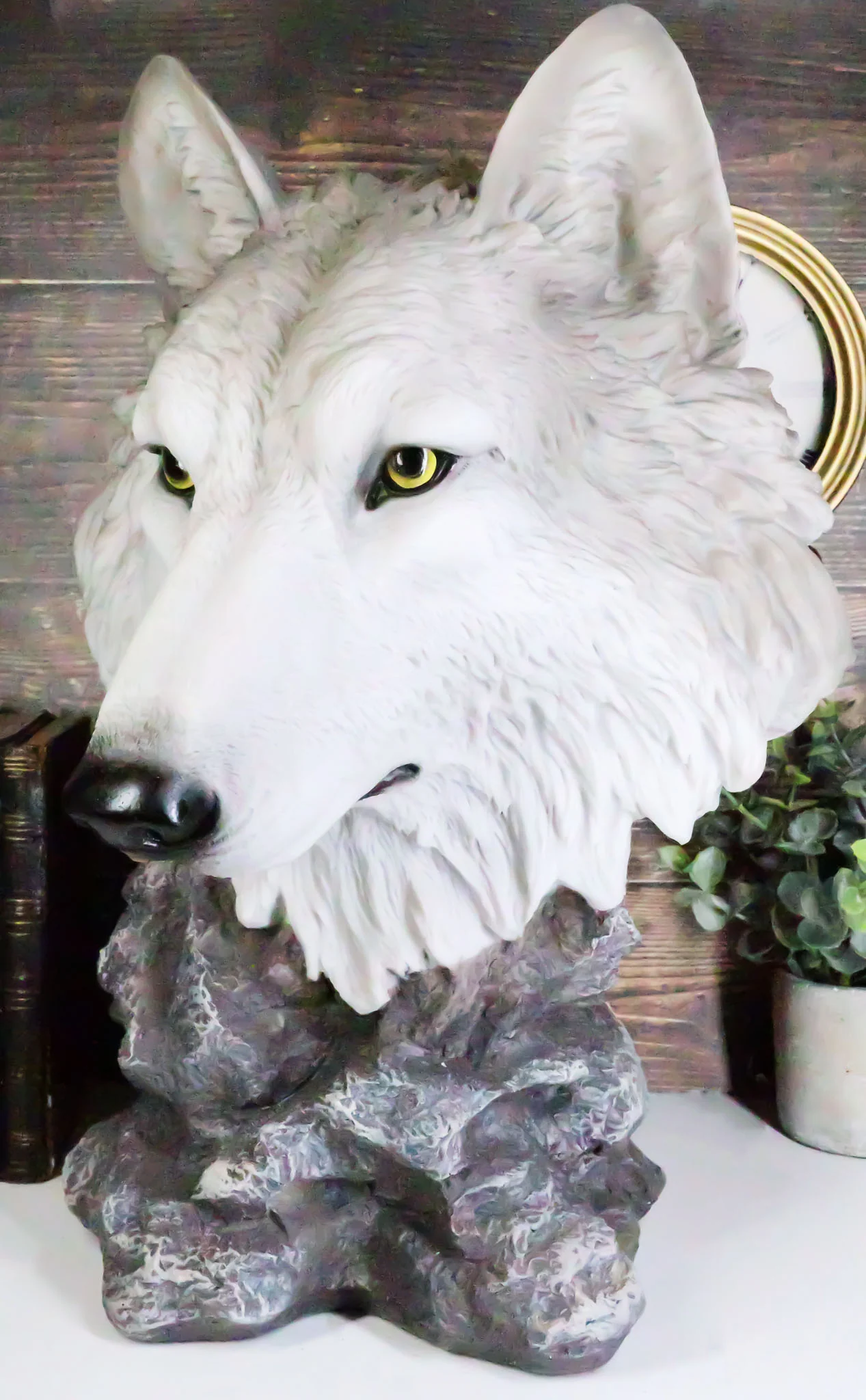 Realistic Large Gray Wolf Head Bust Statue 16"Tall Blood Lust Timberwolf Decor - Image 7
