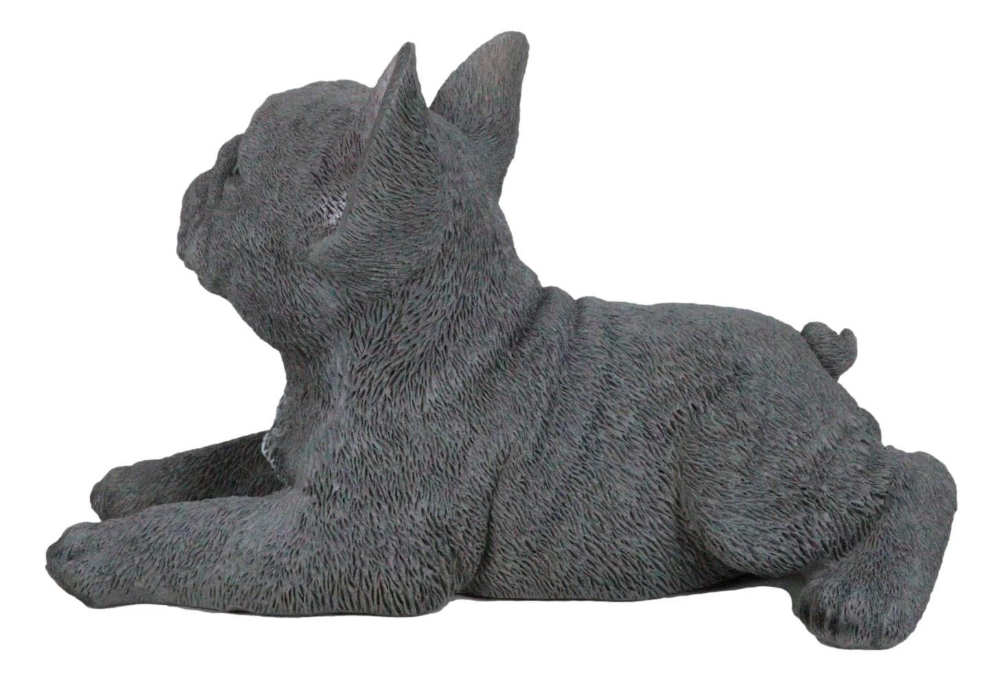 Realistic Lifelike Gray French Bulldog Puppy Sitting On Belly Figurine Frenchie - Image 2