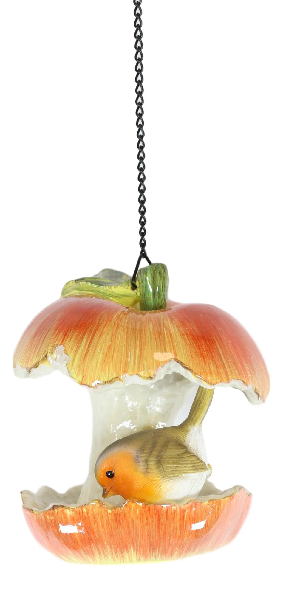 Ebros Red Apple Fruit With Perching Finch Bird Feeder With Hanging Chains Figurine - Image 5