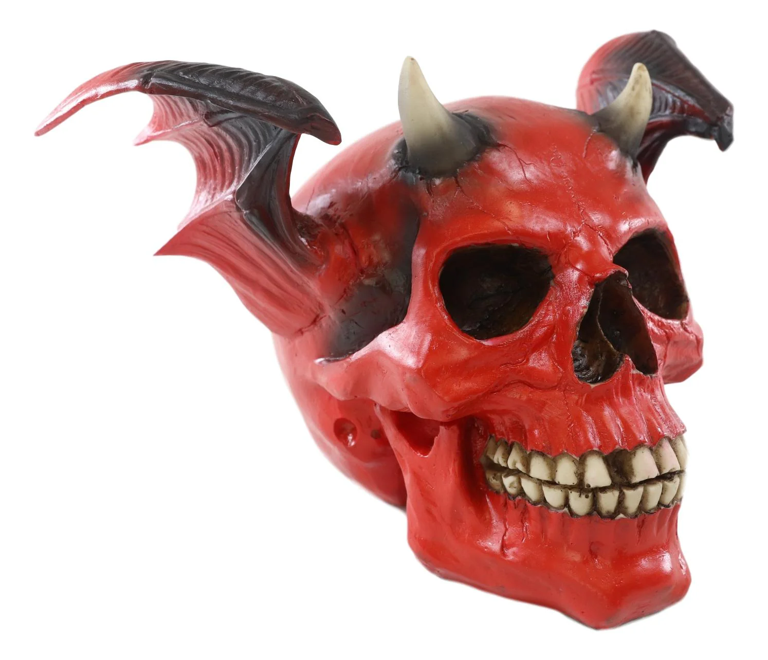 Red Bat Winged Imp Devil Demonic Skull with Horns Statue Ossuary Macabre Decor - Image 4