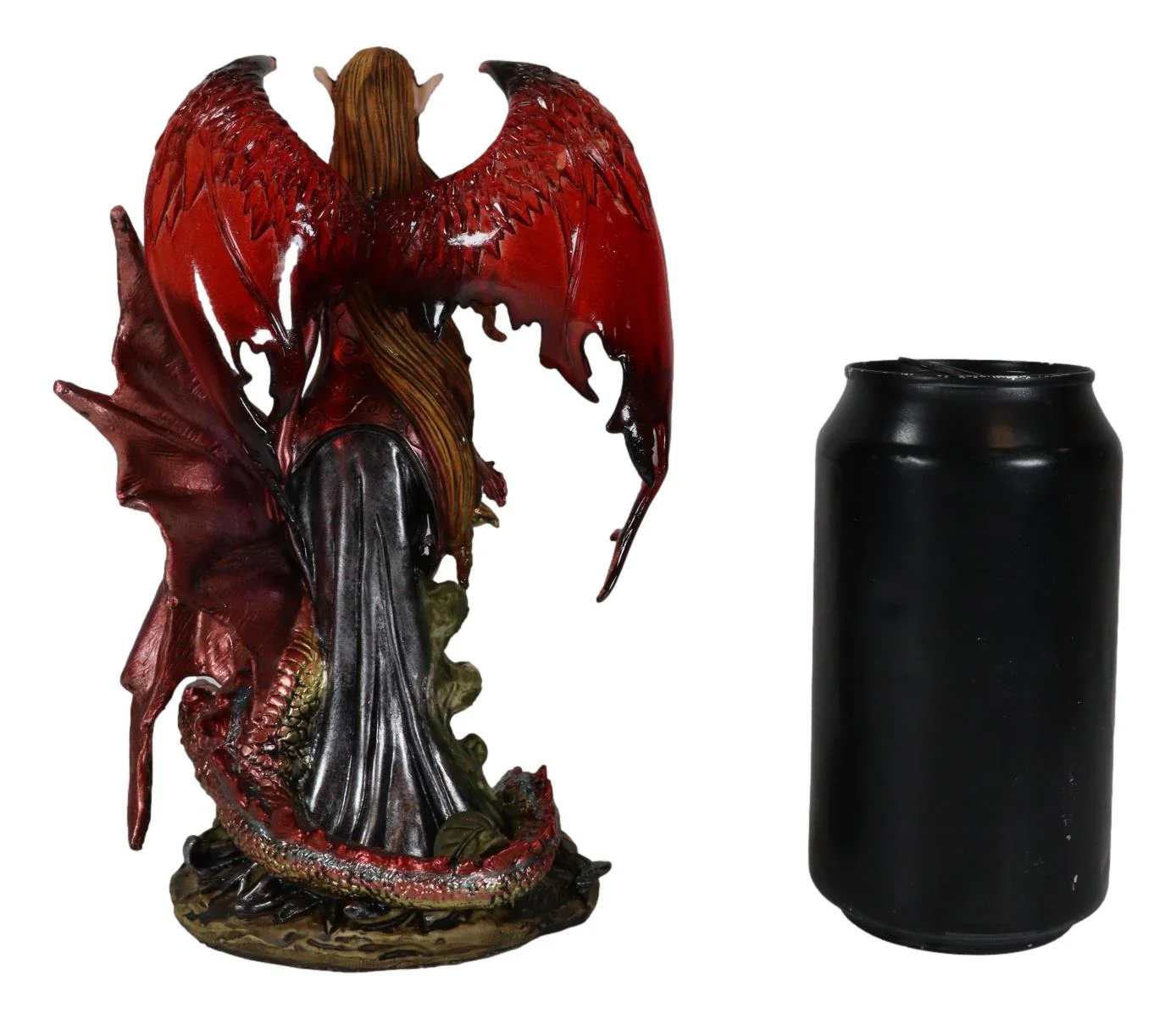 Ebros Red Fairy Dragon Figurine 8"H Pixie Fire Fairy W/ Chained Dragon Figurine - Image 7