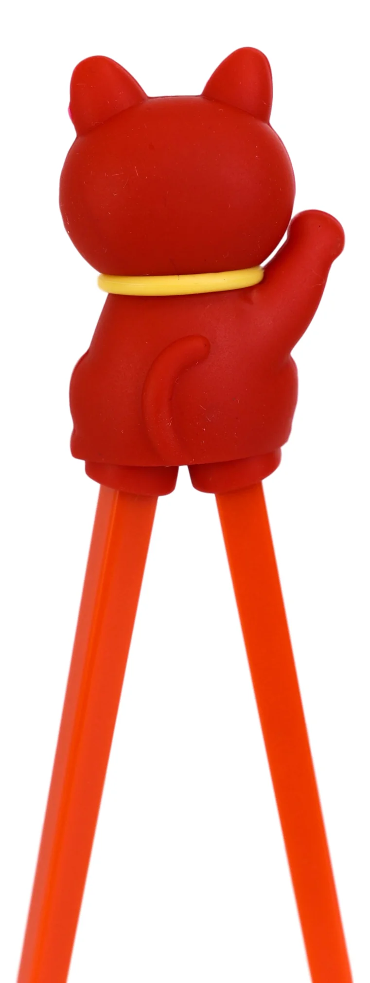 Red Maneki Neko Lucky Cat Reusable Training Chopsticks Set With Silicone Helper - Image 6