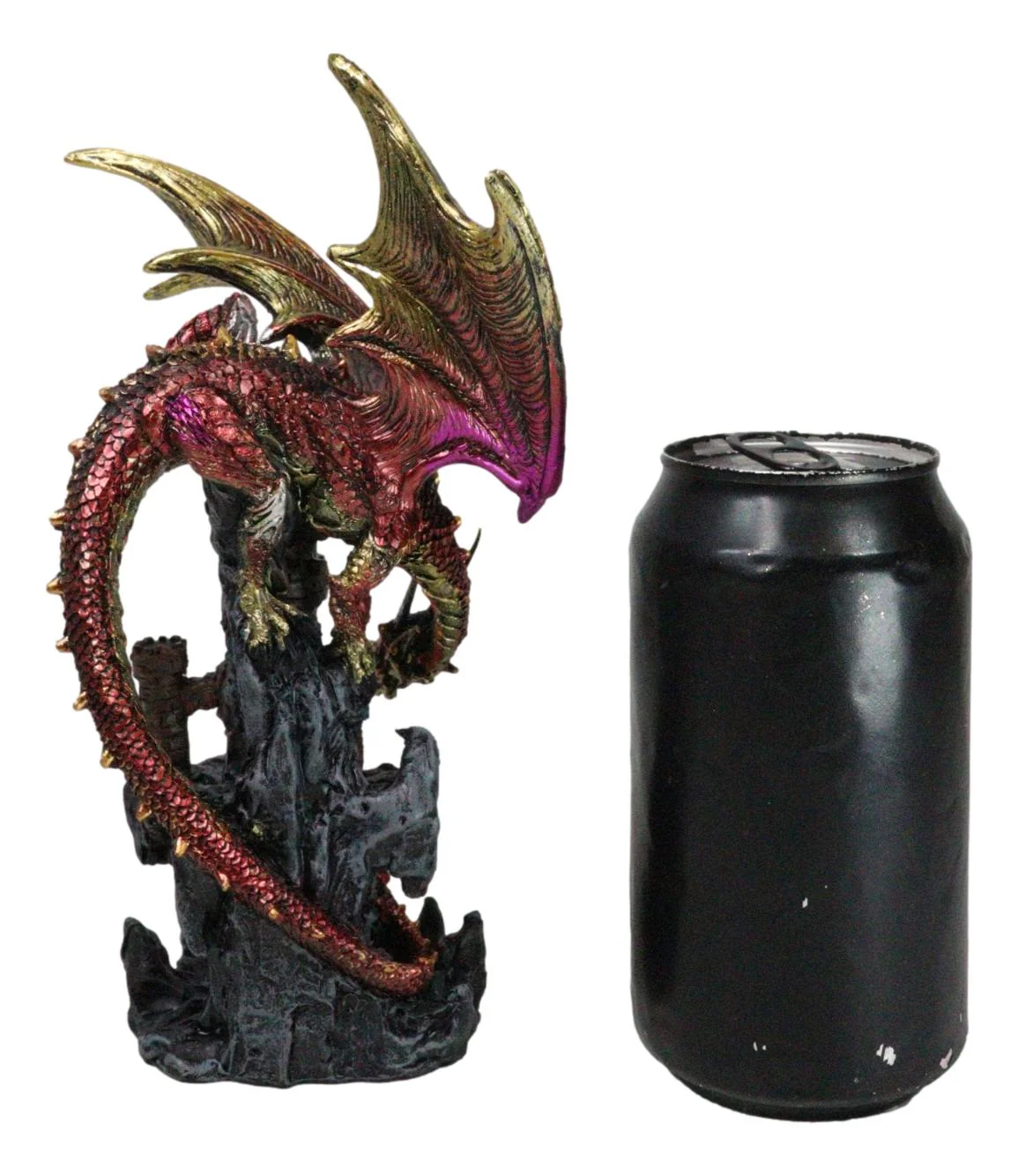 Red Sentinel Dragon On Rocky Mountain Top Stonewall Castle Home Decor Figurine - Image 9