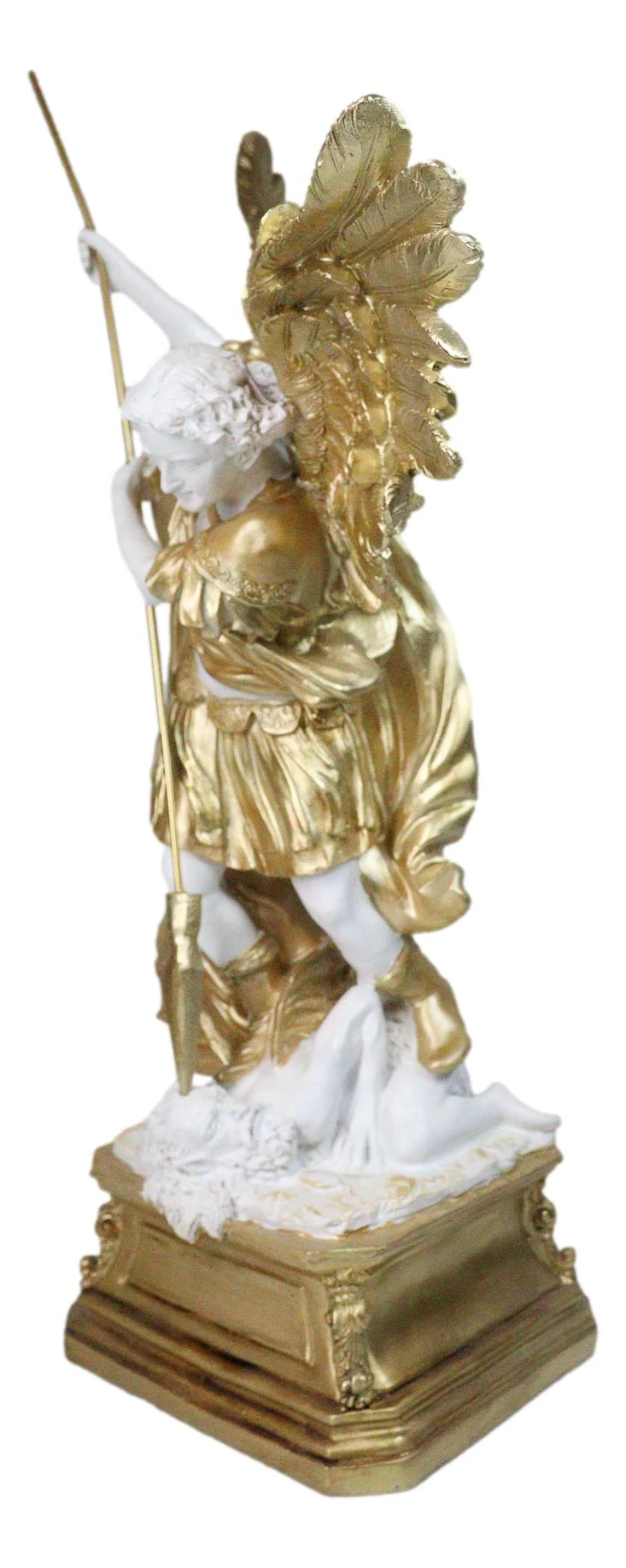 Renaissance Art Golden Large Archangel Saint Michael With Long Spear Statue 19"H - Image 2