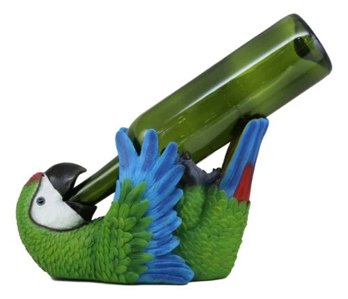 Ebros Rio Rainforest Jungle Green Scarlet Macaw Parrot Wine Bottle Holder - Image 2