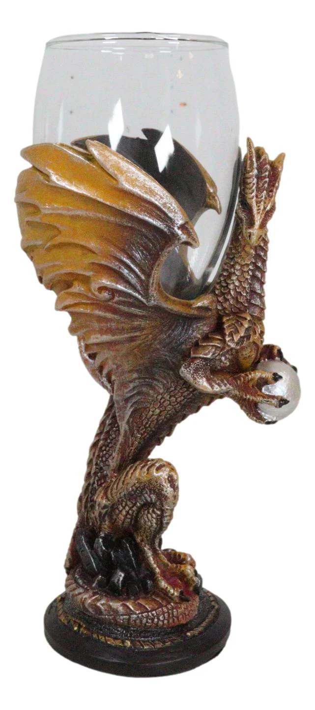 Rust Dragon Pearl Guardian Glass Wine Goblet Chalice Cup Dragons Blade Series - Image 7