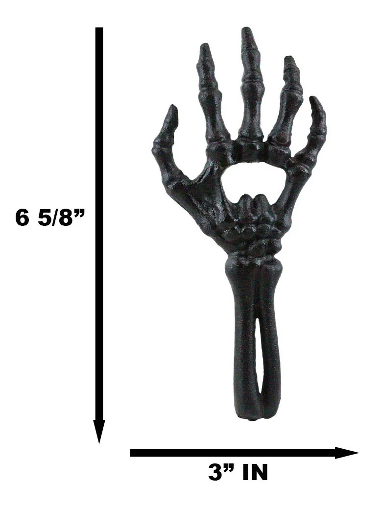 Rustic Cast Iron Black Gothic Skeletal Bone Skeleton Hand Bottle Cap Opener - Image 2