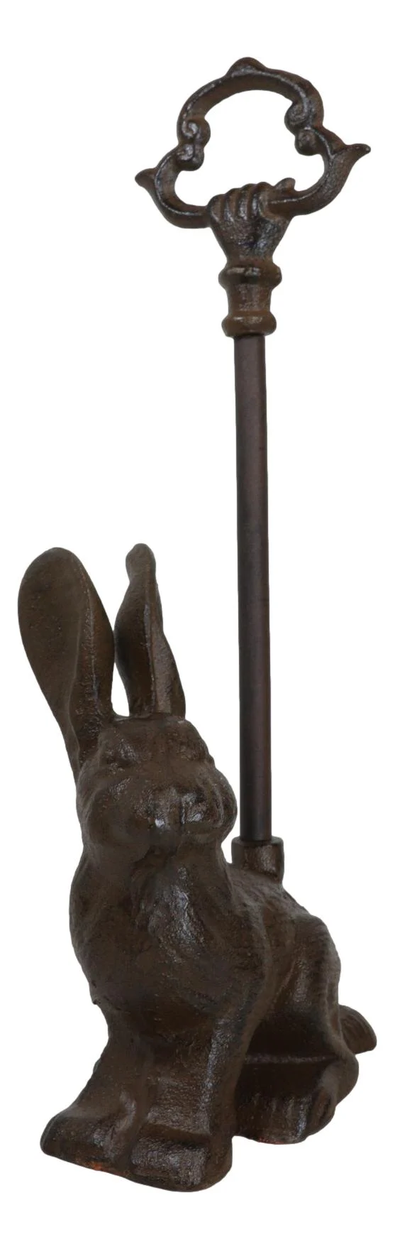 Rustic Cast Iron Bunny Hare Rabbit Door Stop Or Porter With Long Handle - Image 3