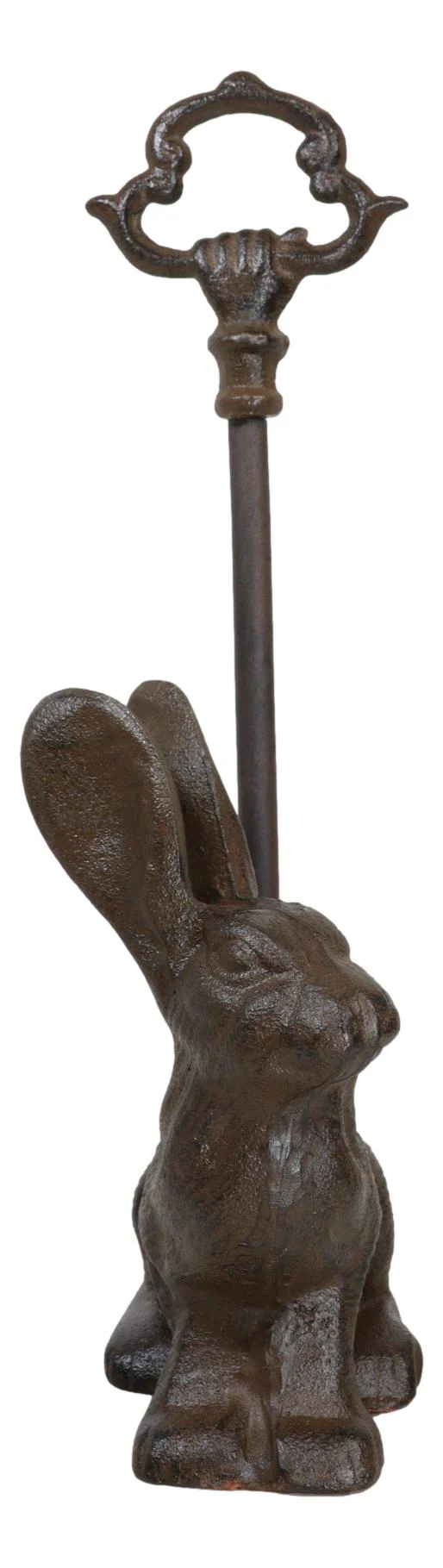 Rustic Cast Iron Bunny Hare Rabbit Door Stop Or Porter With Long Handle - Image 7