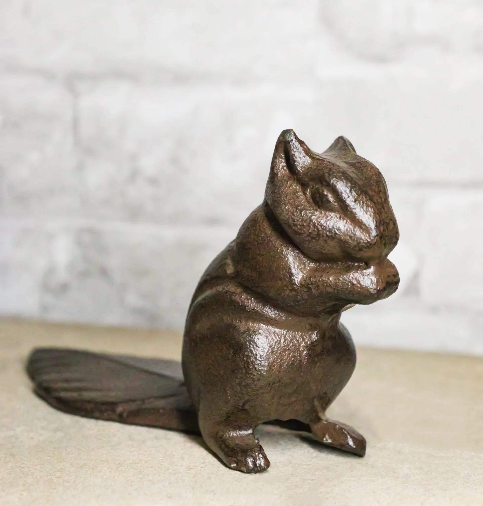 Rustic Cast Iron Standing Chipmunk Squirrel with Long Tail Door Stopper Wedge - Image 8