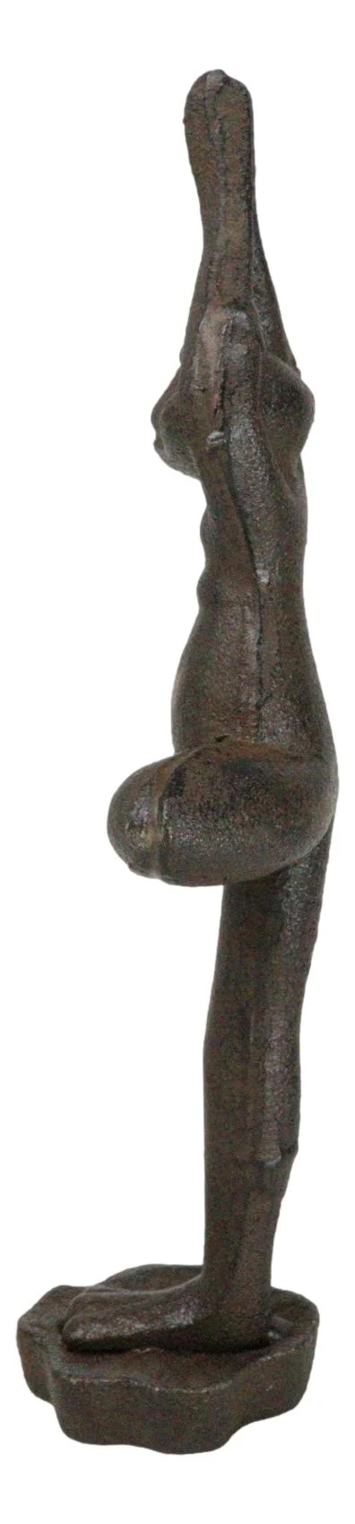 Rustic Cast Iron Whimsical Meditation Yoga Toad Frog In Tree Pose Figurine - Image 7