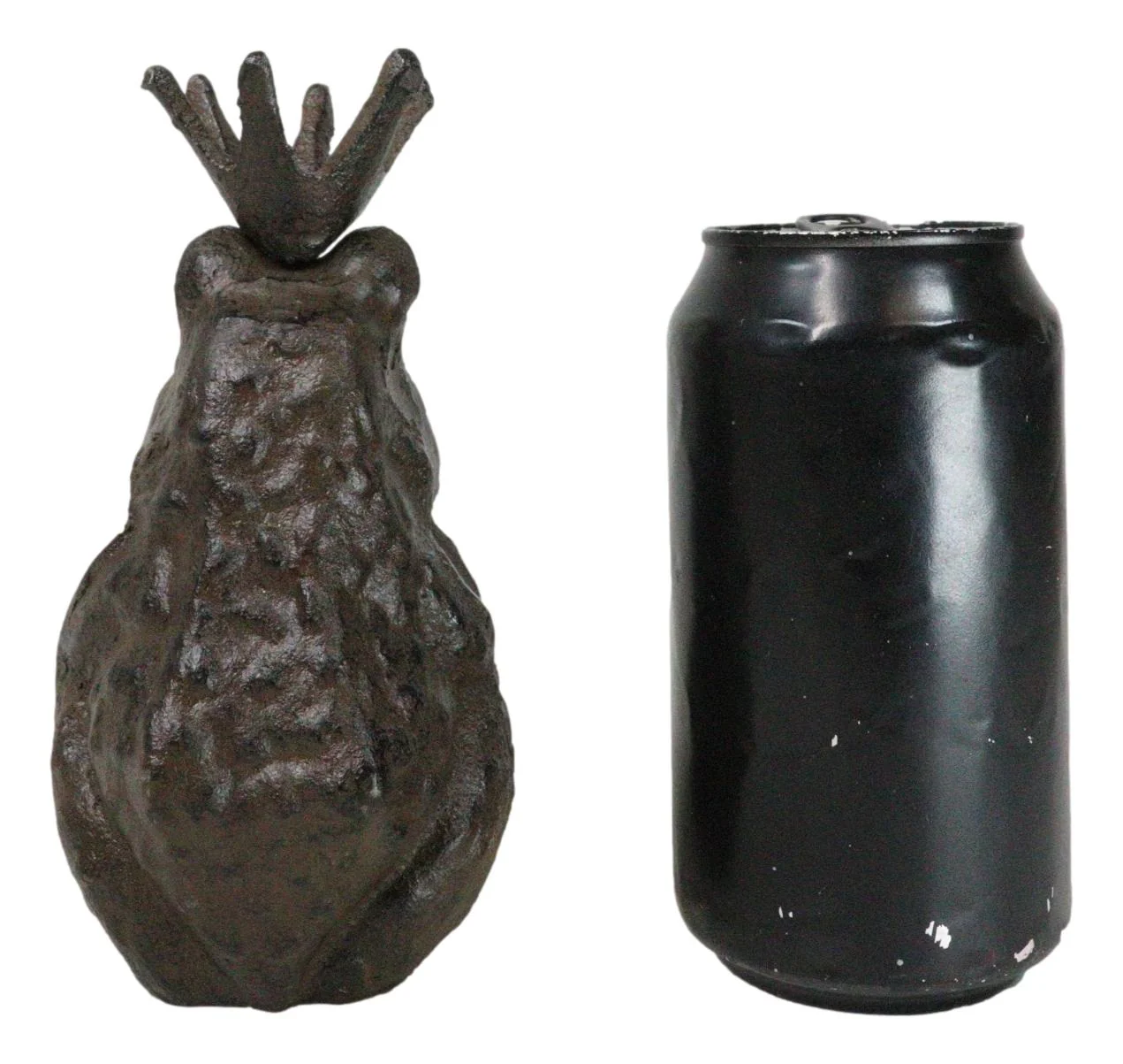 Rustic Cast Iron Whimsical Toad Frog Prince With Crown Figurine Paperweight - Image 9