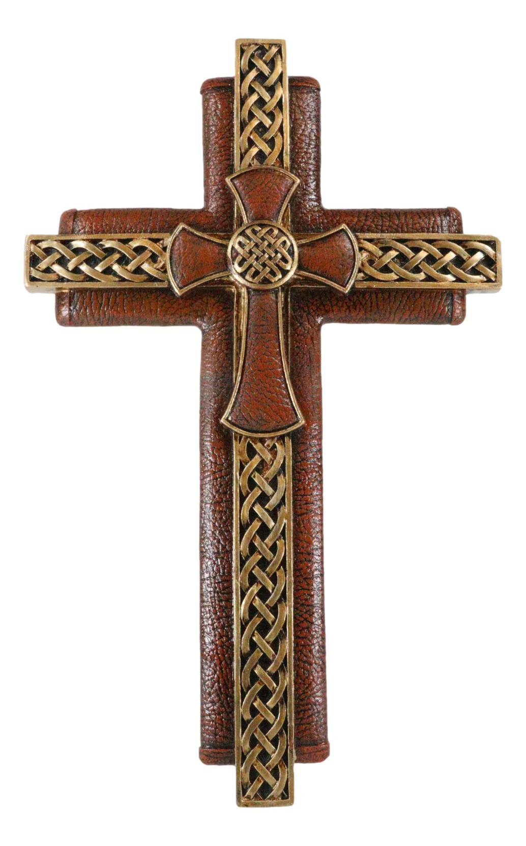 Rustic Celtic Knot Scrollwork Faux Tooled Leather Multiple Layered Wall Cross - Image 6