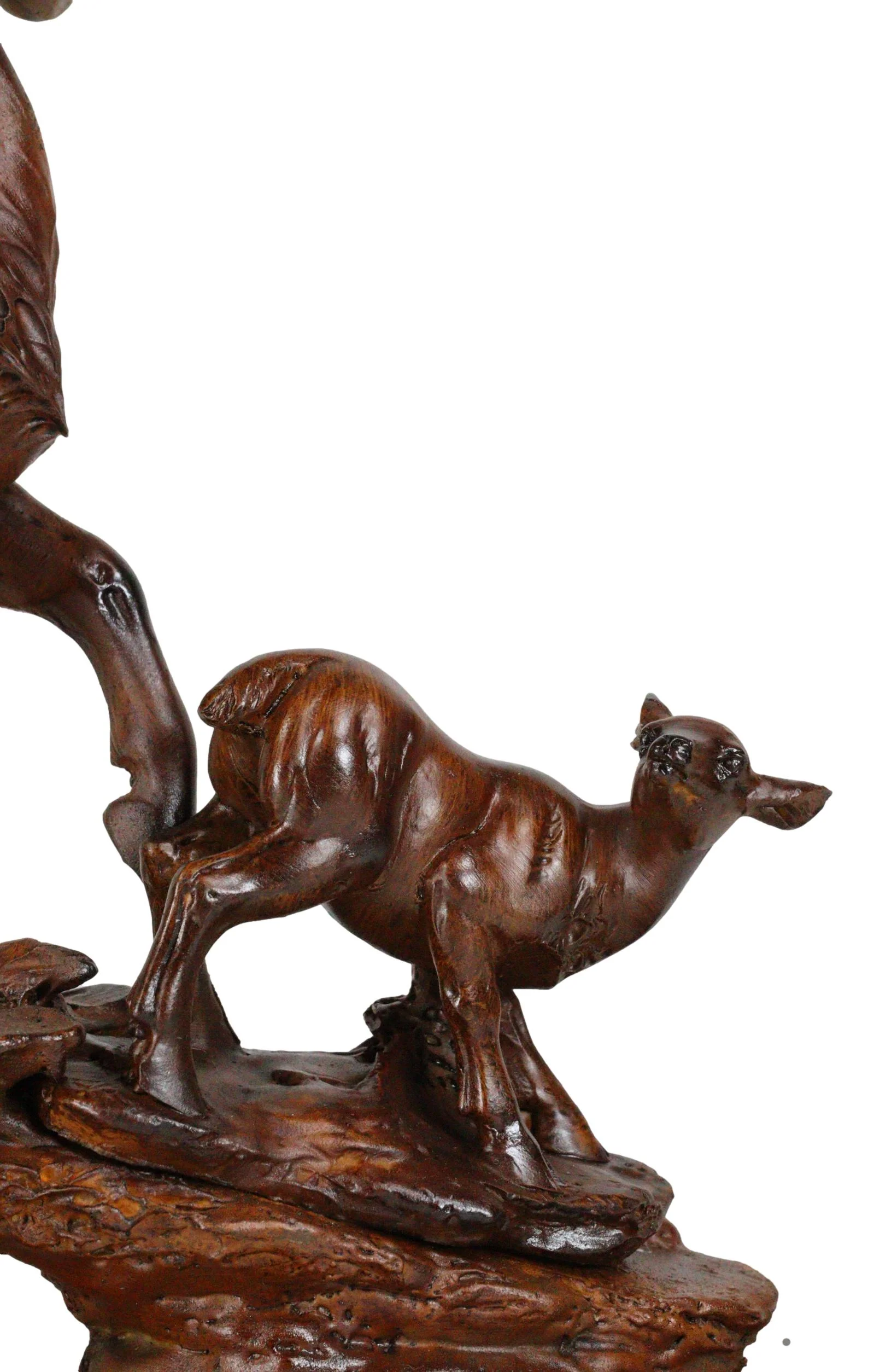 Rustic Country Bighorn Sheep Ram With Lambs On Rock Faux Mahogany Wood Figurine - Image 7