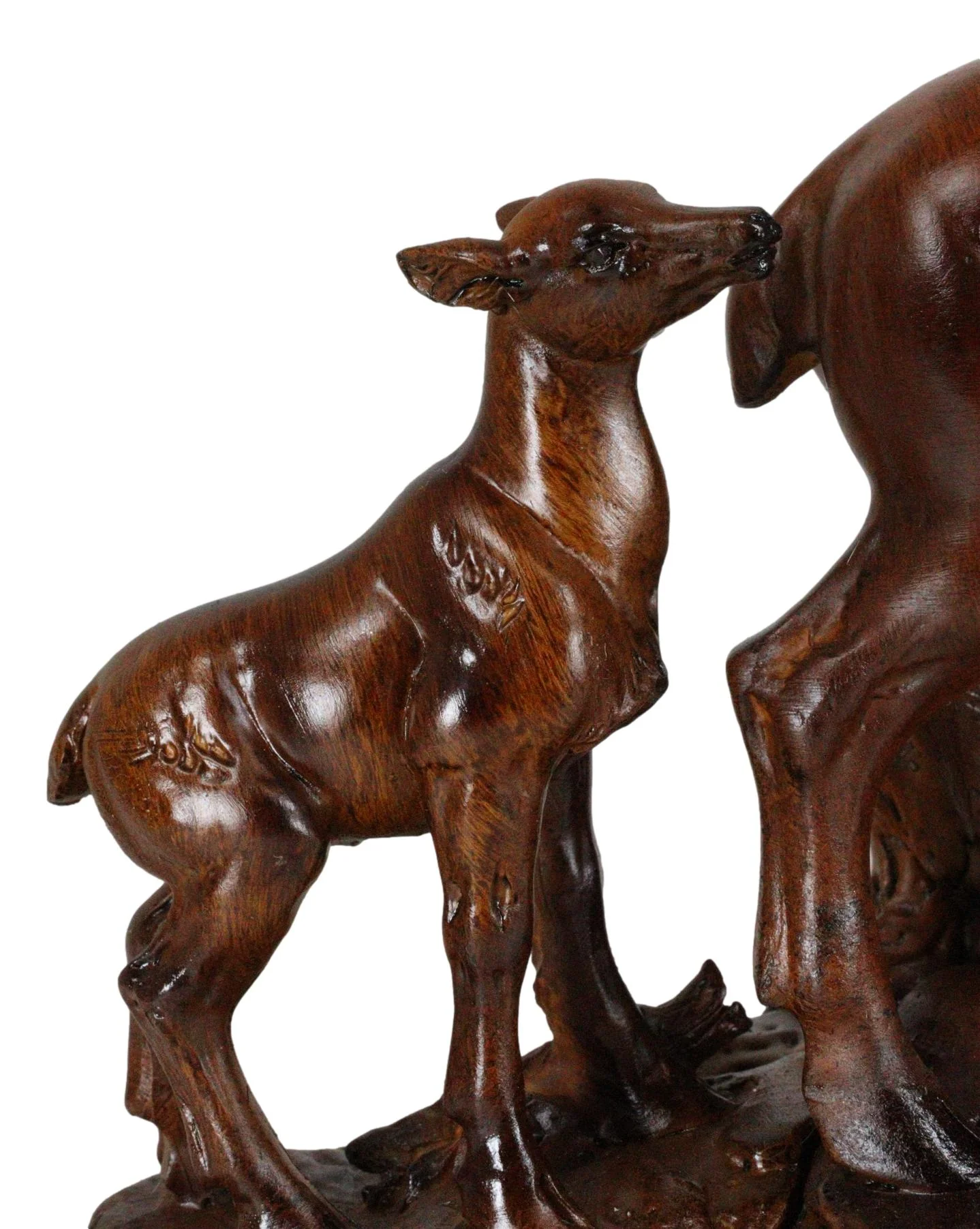 Rustic Country Bighorn Sheep Ram With Lambs On Rock Faux Mahogany Wood Figurine - Image 8