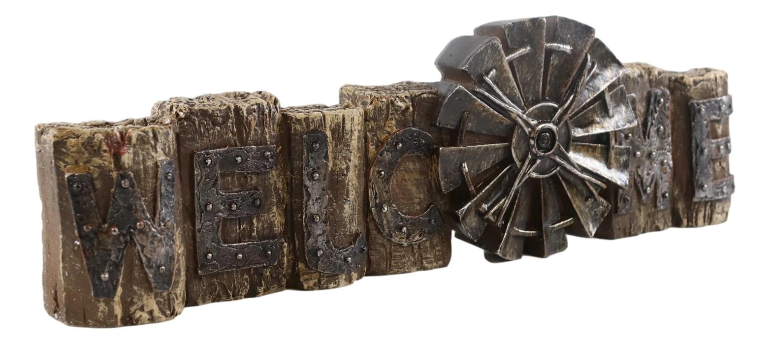 Rustic Country Farm Irrigation Windmill Welcome Wall Decor Or Desktop Plaque - Image 3