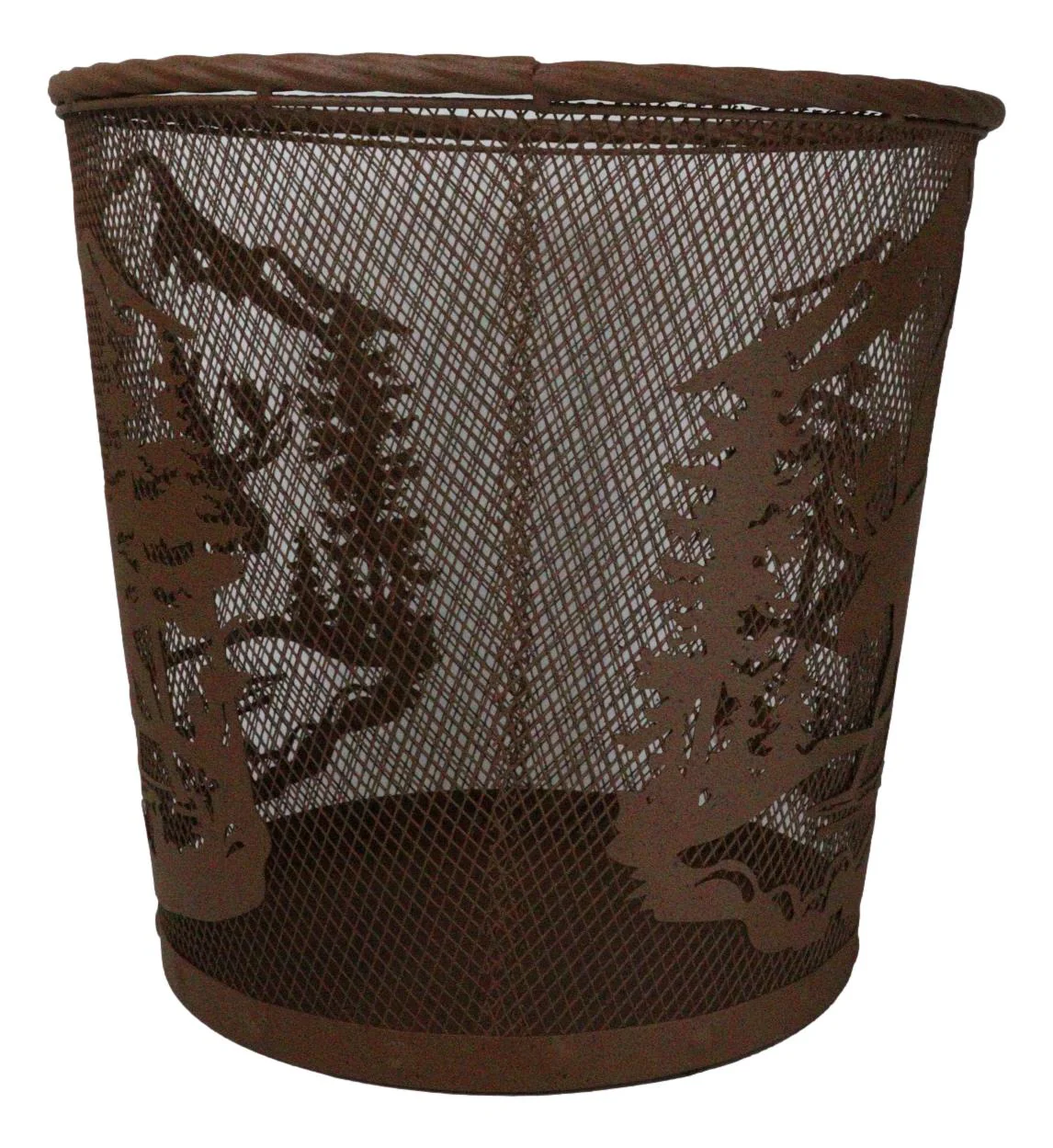 Rustic Deer Moose By Pine Forest Mountains Metal Wire Waste Basket Trash Bin - Image 6