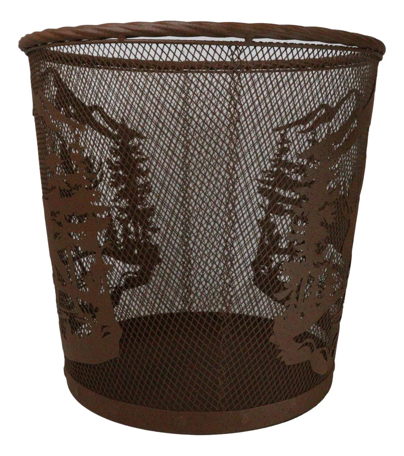 Rustic Deer Moose By Pine Forest Mountains Metal Wire Waste Basket Trash Bin - Image 7