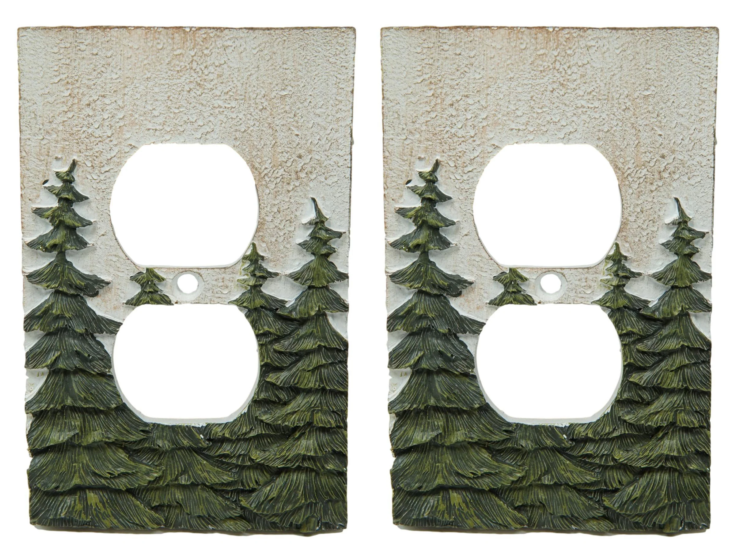 Rustic Evergreen Pine Trees Forest 2-Pack Double Receptacle Outlet Wall Plate - Image 4