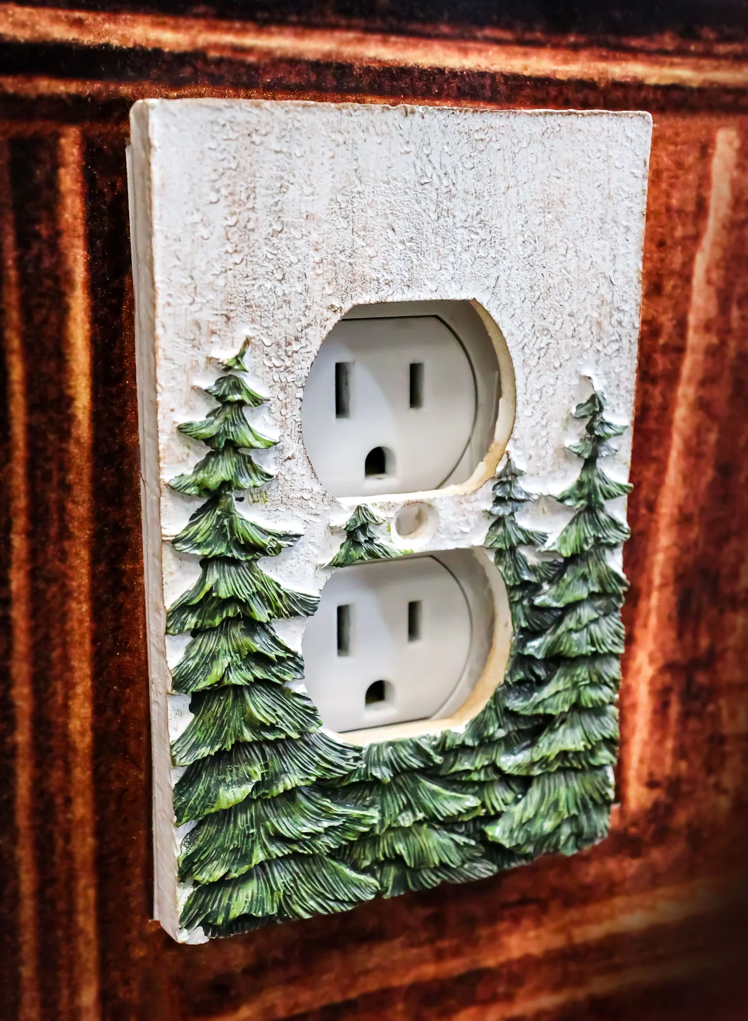 Rustic Evergreen Pine Trees Forest 2-Pack Double Receptacle Outlet Wall Plate - Image 7