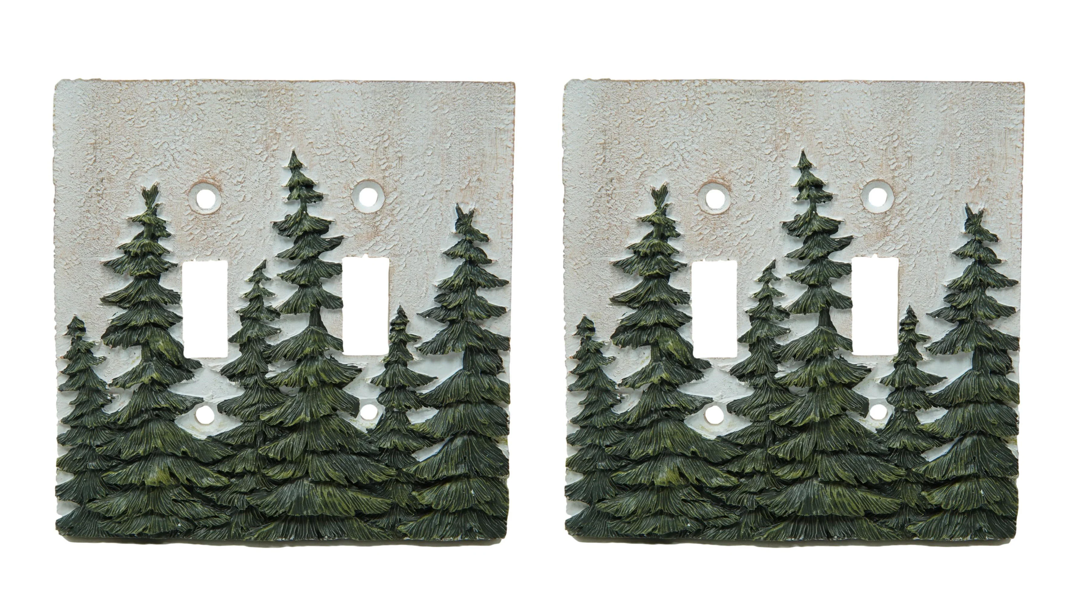 Rustic Evergreen Pine Trees Forest Wall Cover Plate 2-Pack Double Toggle Switch - Image 3