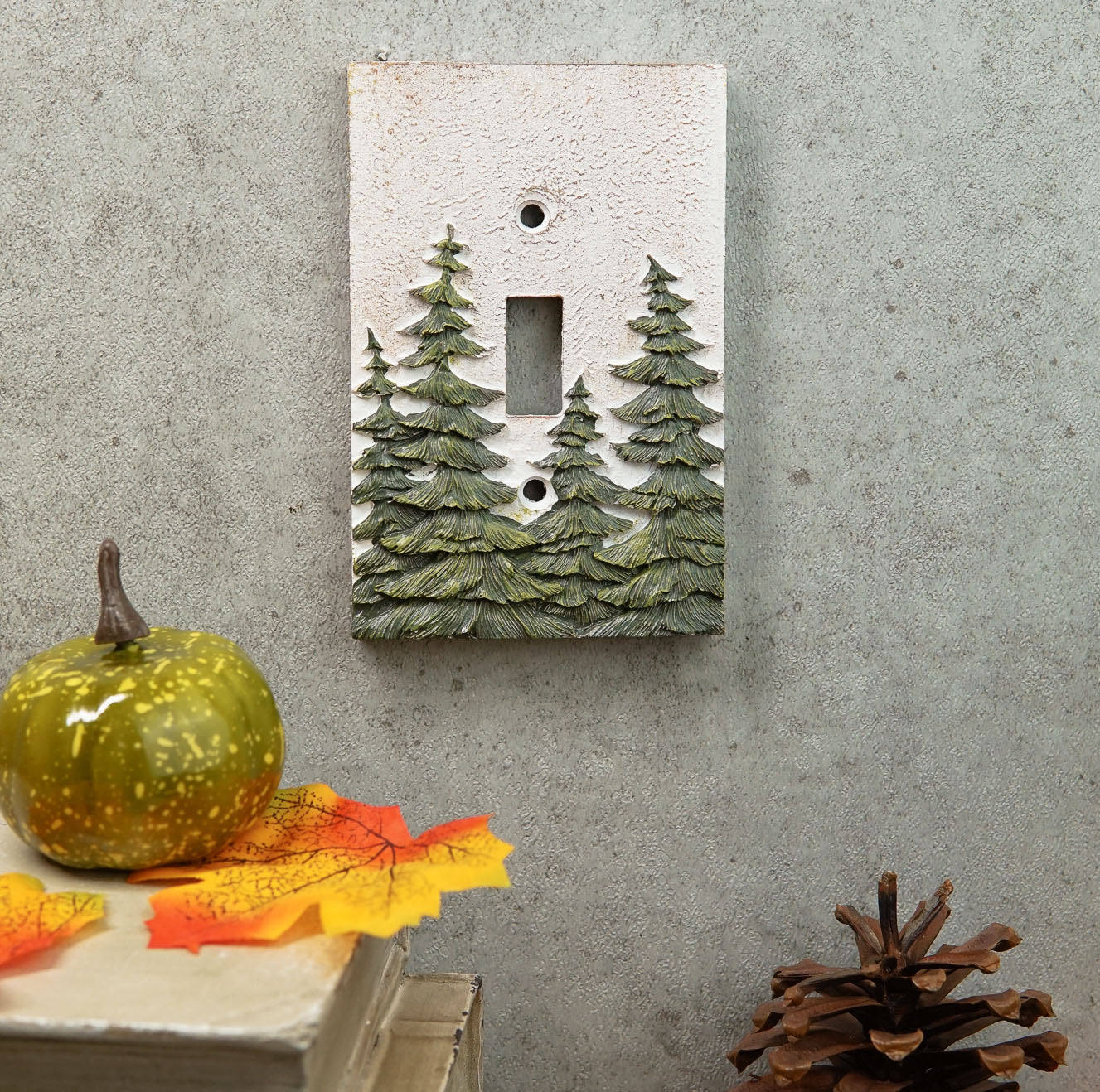 Rustic Evergreen Pine Trees Forest Wall Cover Plate 2-Pack Single Toggle Switch - Image 2