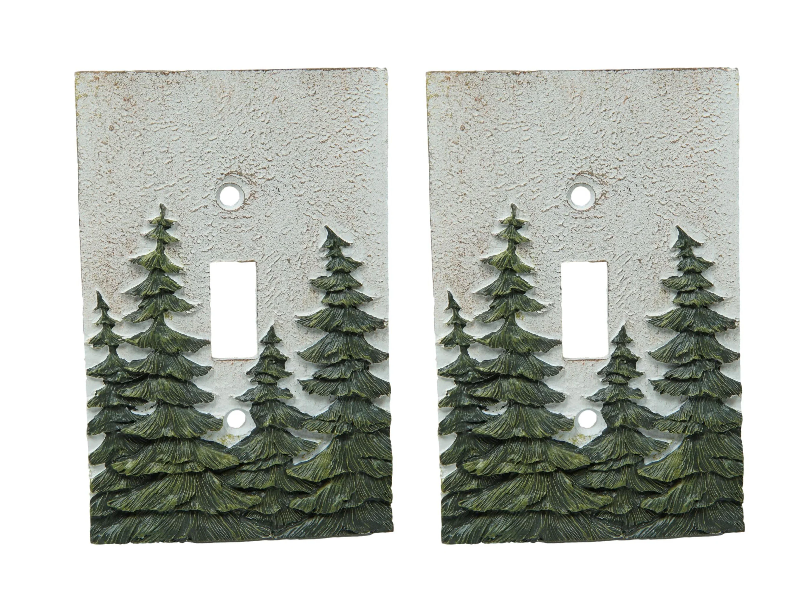 Rustic Evergreen Pine Trees Forest Wall Cover Plate 2-Pack Single Toggle Switch - Image 3