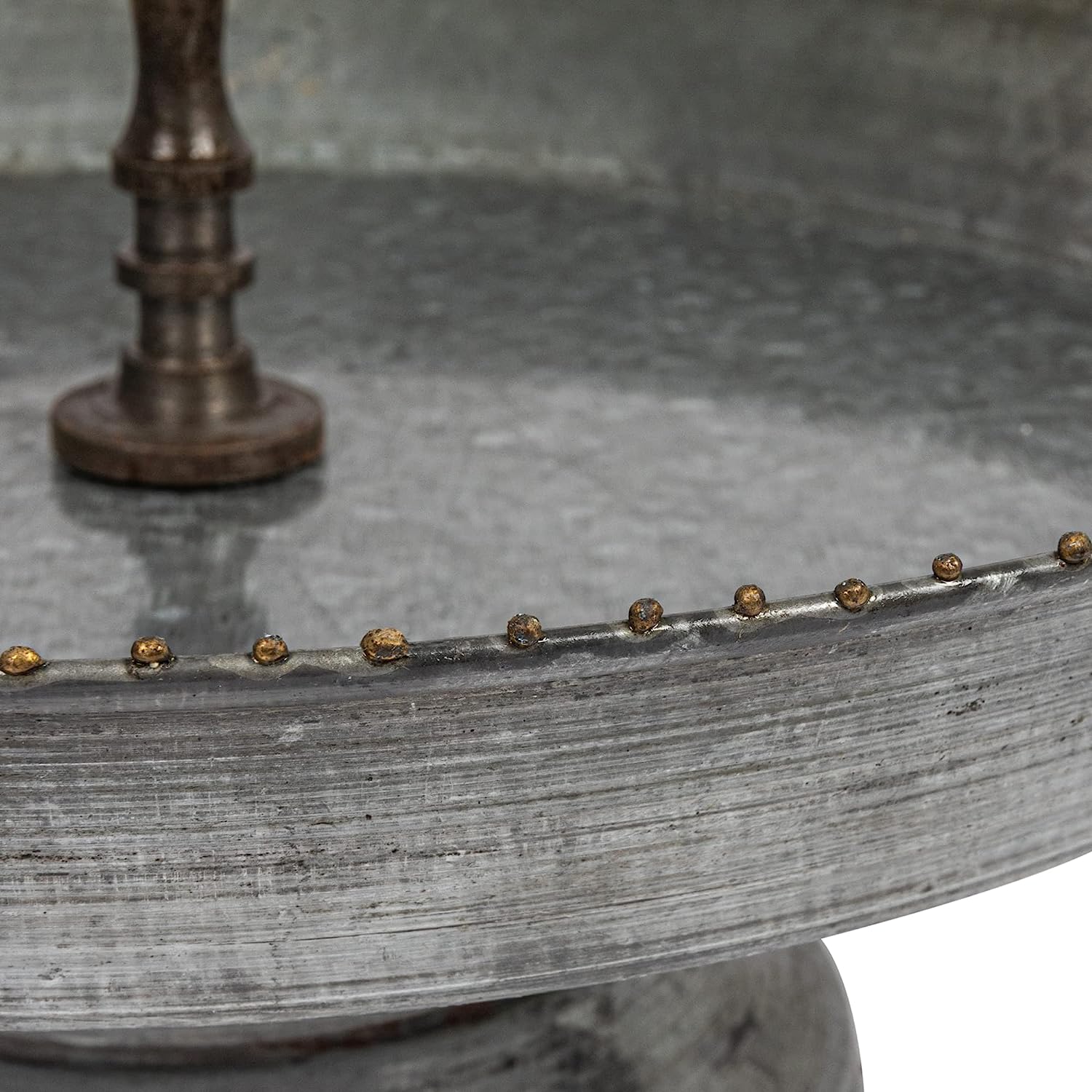 Rustic Farmhouse 3 Tiered Tabletop Galvanized Metal Serving Tray With Handle - Image 7