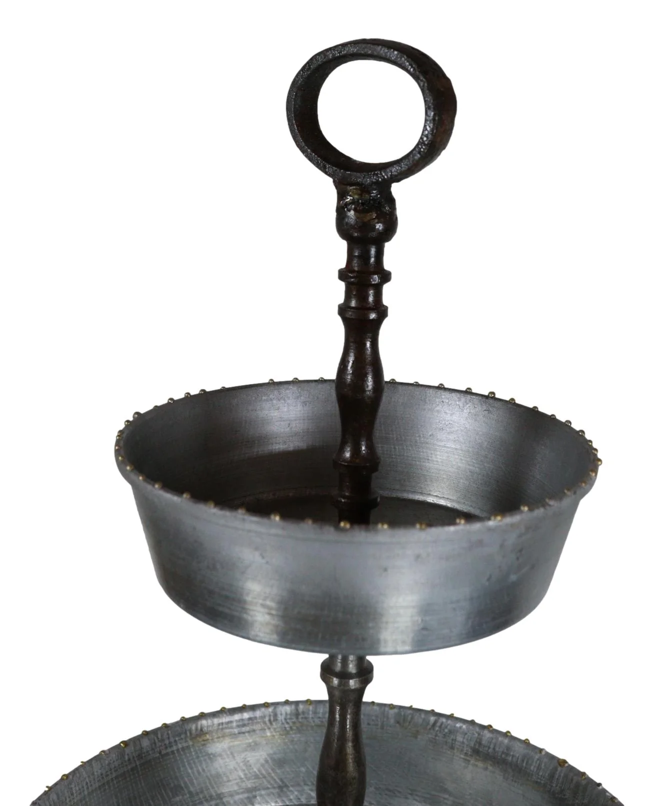 Rustic Farmhouse 3 Tiered Tabletop Galvanized Metal Serving Tray With Handle - Image 8