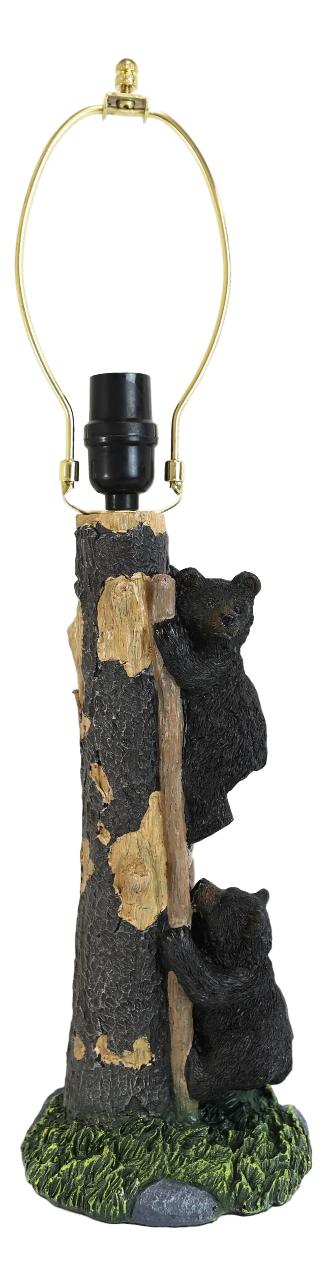 Rustic Forest 2 Bear Cubs Climbing Tree Ladder Table Lamp Statue with Shade 23"H - Image 4