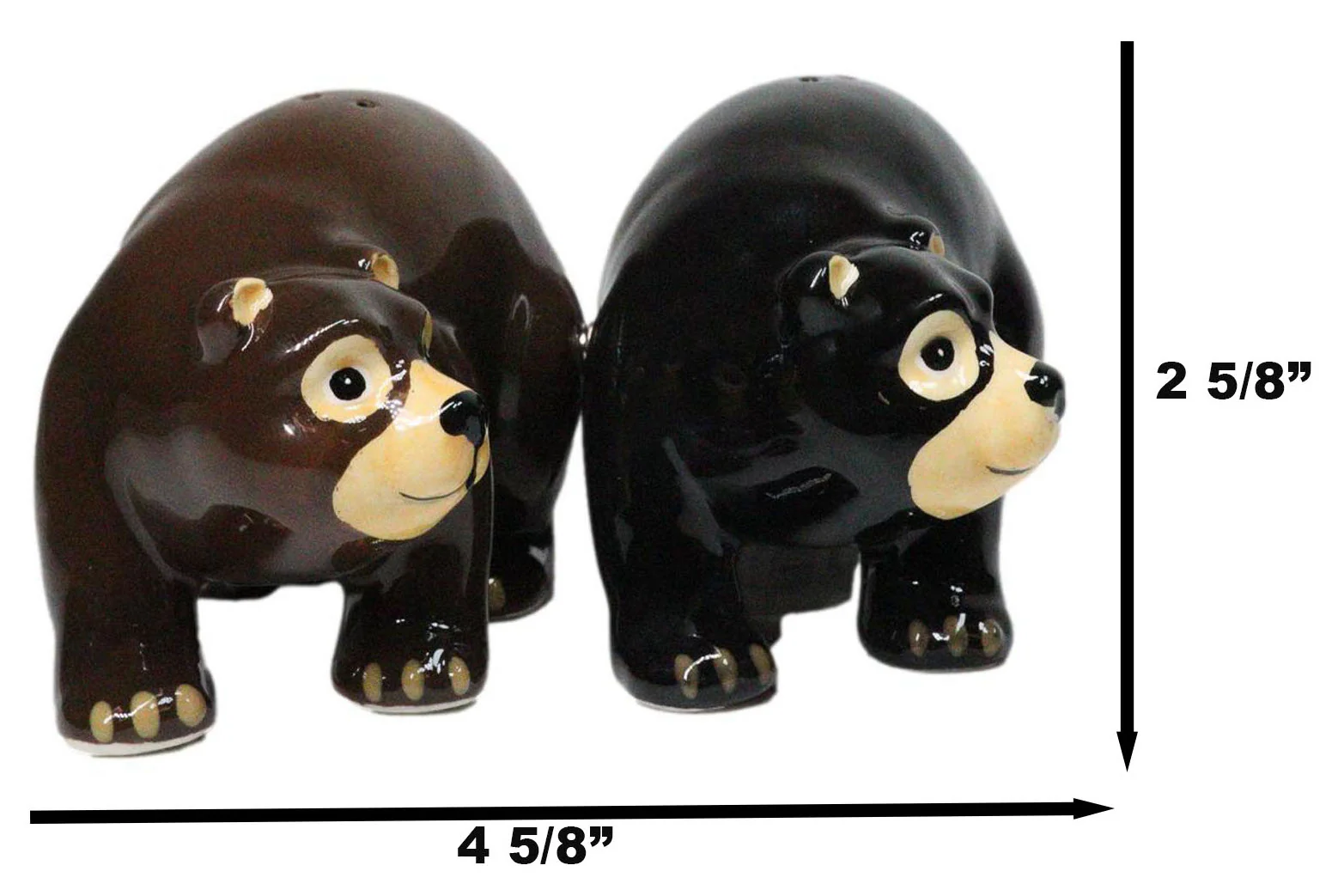 Rustic Forest Black Bear With Grizzly Bear Ceramic Salt And Pepper Shakers Set - Image 7