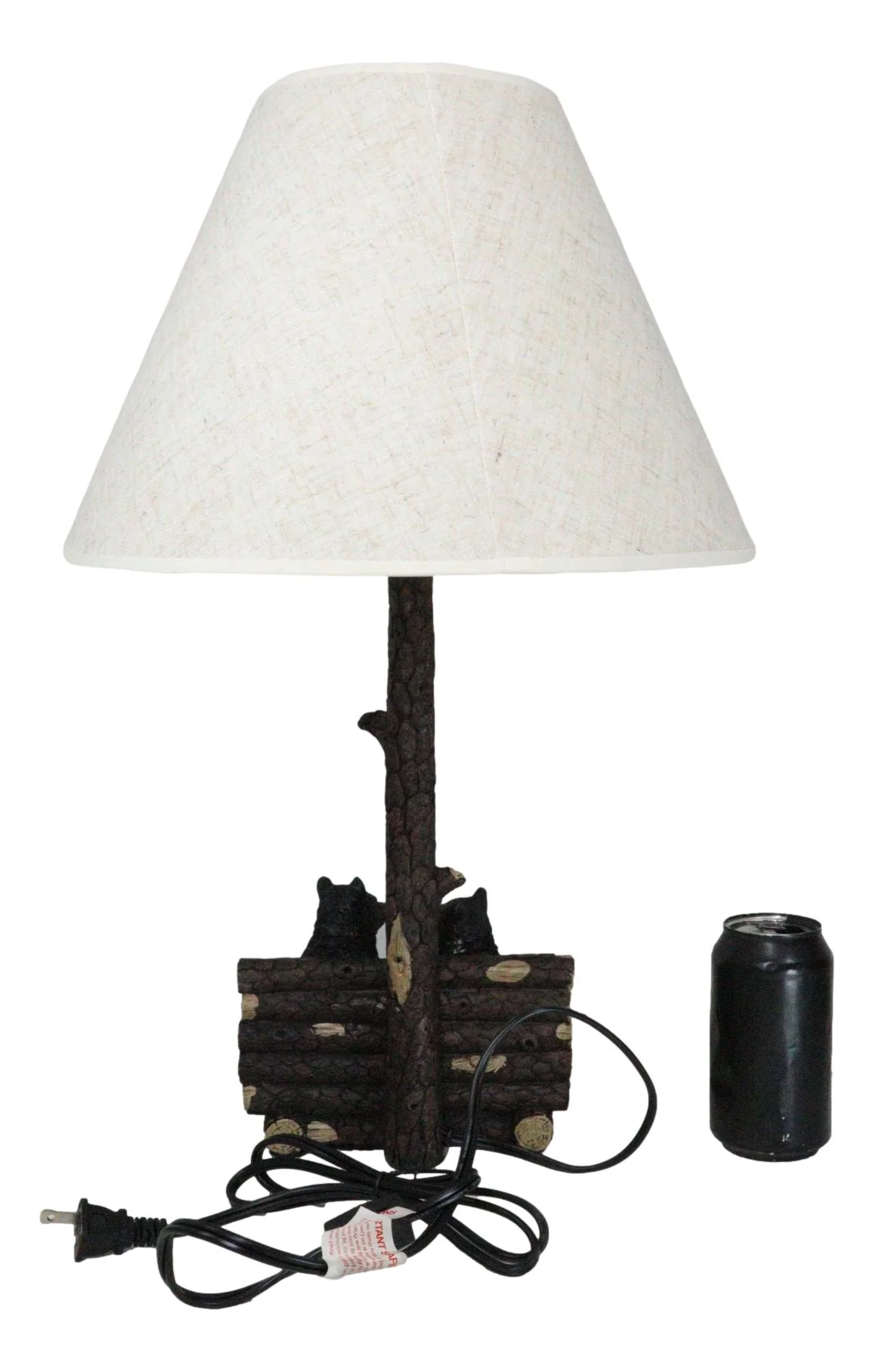 Rustic Forest Black Bears Family Sitting On Tree Logs Cozy Couch Table Lamp - Image 7