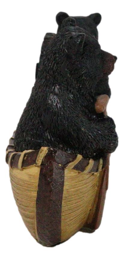 Rustic Forest Black Bears Rowing in Canoe Boat Bear Paw Tree Ring Coaster Set - Image 5