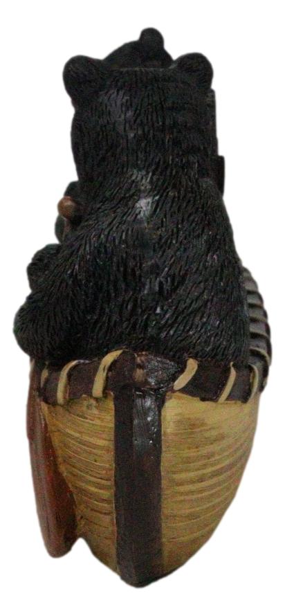 Rustic Forest Black Bears Rowing in Canoe Boat Bear Paw Tree Ring Coaster Set - Image 6