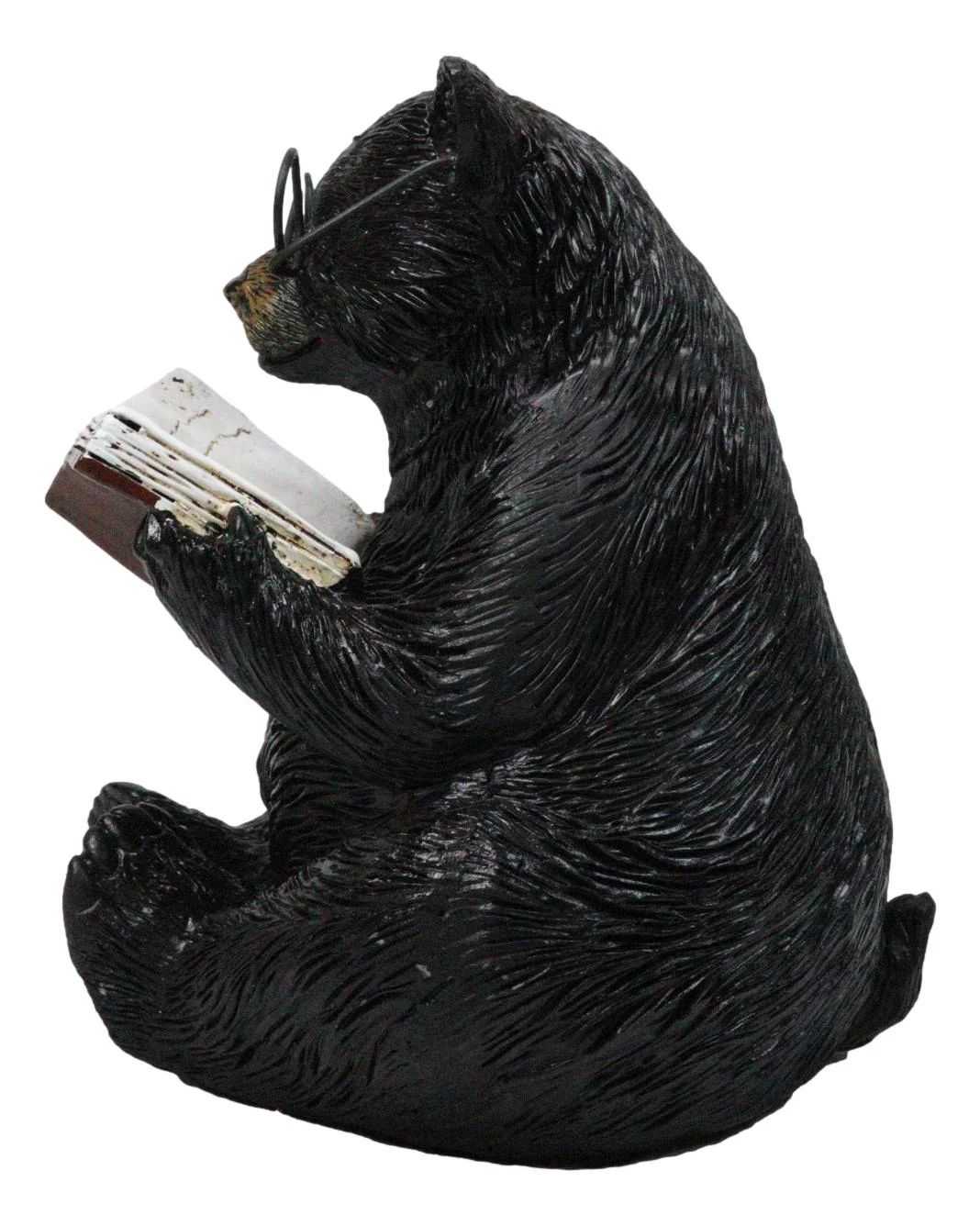 Rustic Forest Western Bookworm Black Bear with Glasses Reading Book Figurine - Image 6